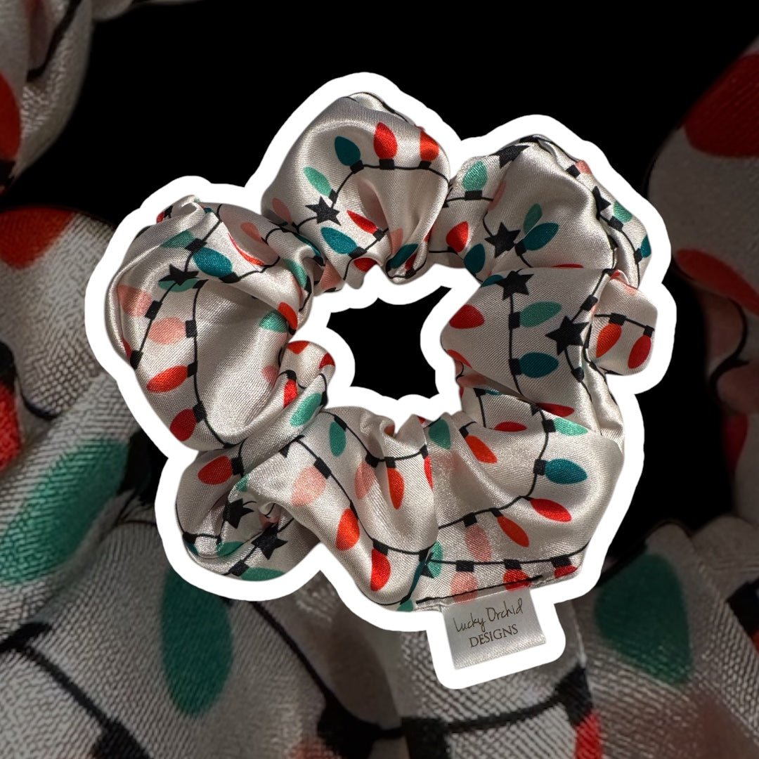Festive Lights Handmade Satin Scrunchie