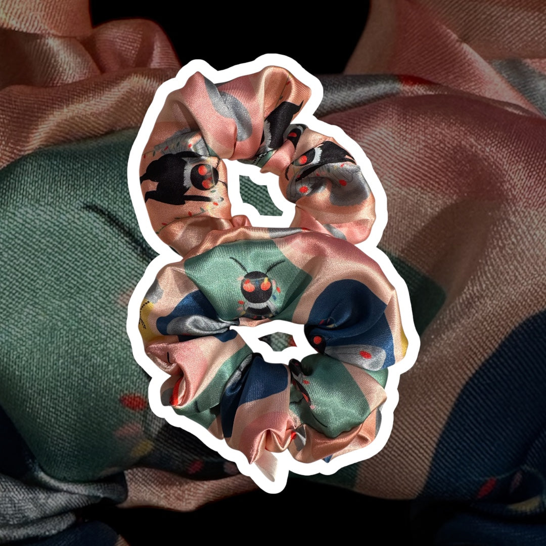 A Mothman Christmas Handmade Satin Scrunchie