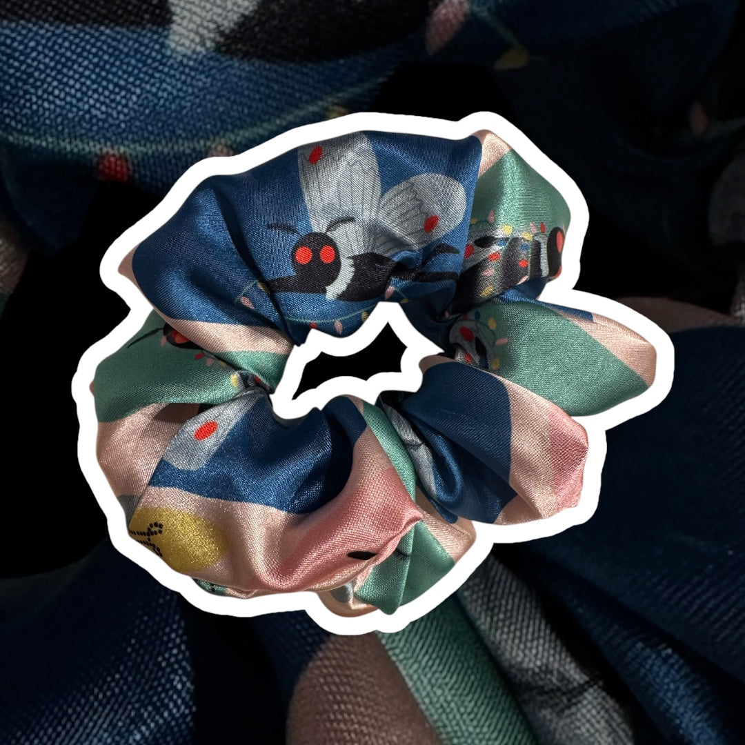 A Mothman Christmas Handmade Satin Scrunchie