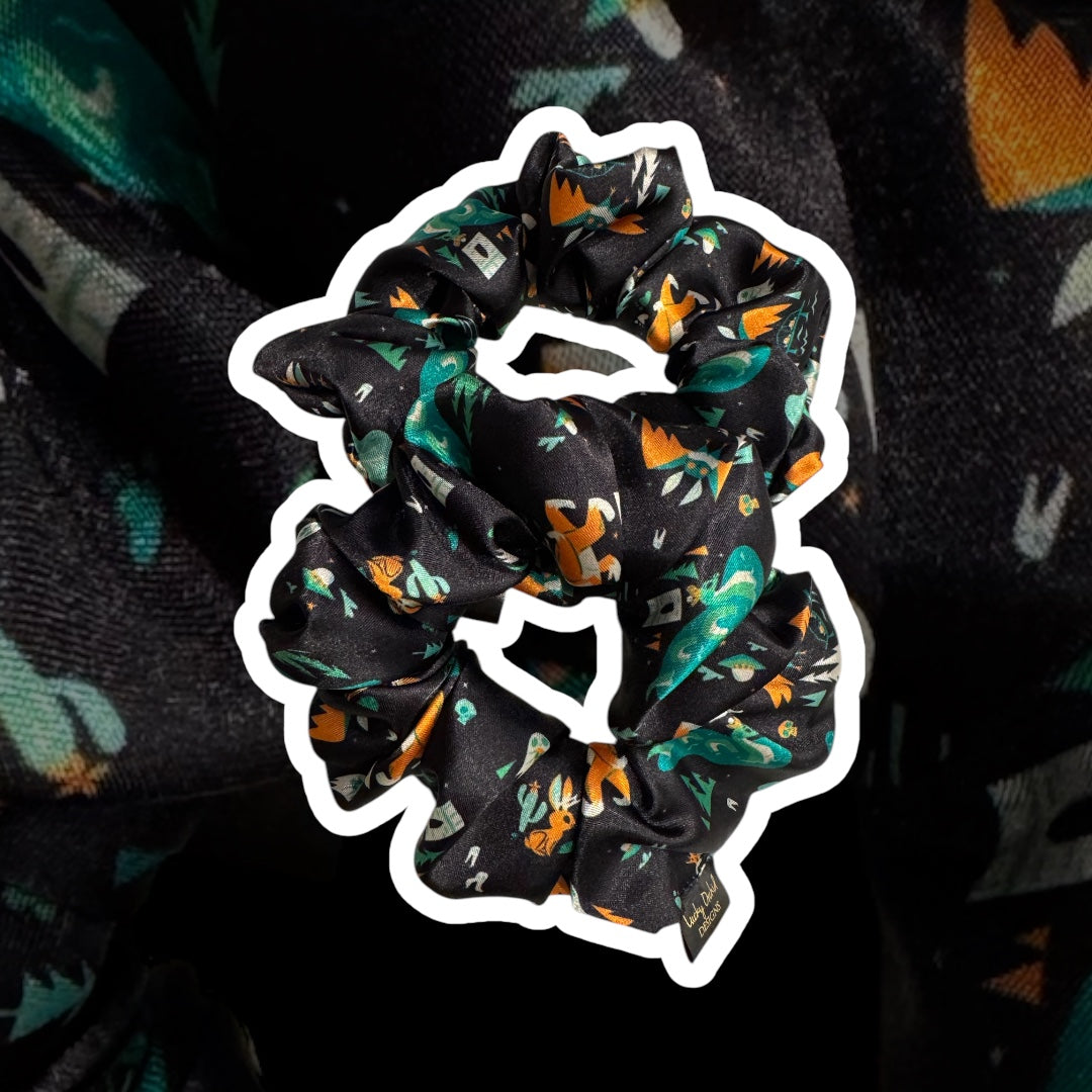 Cryptid Adventure Handmade Satin Scrunchie
