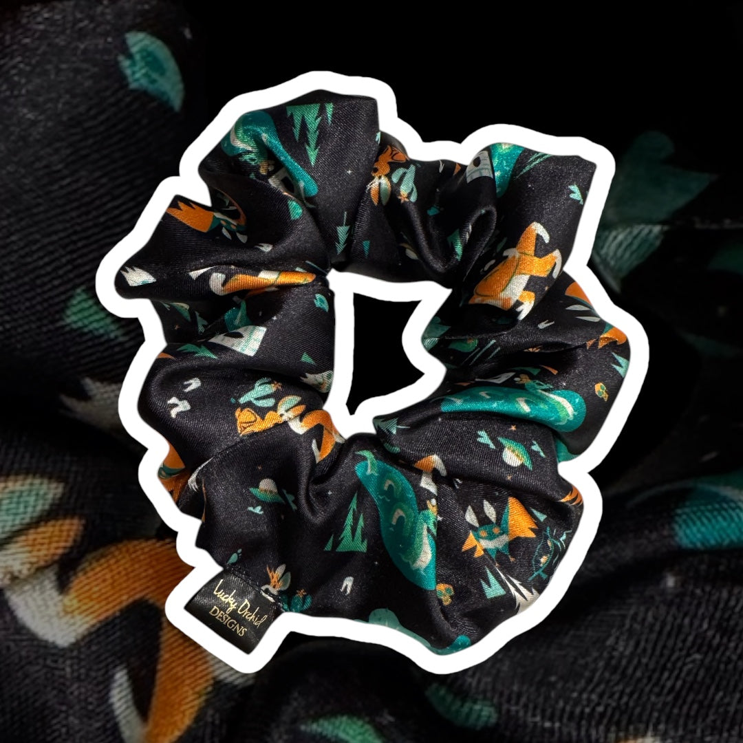 Cryptid Adventure Handmade Satin Scrunchie