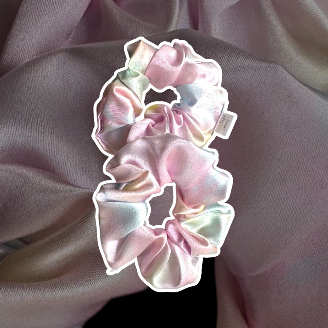 Dreamy Pastel Cloud Handmade Satin Scrunchie