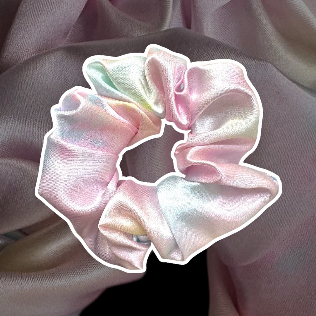 Dreamy Pastel Cloud Handmade Satin Scrunchie