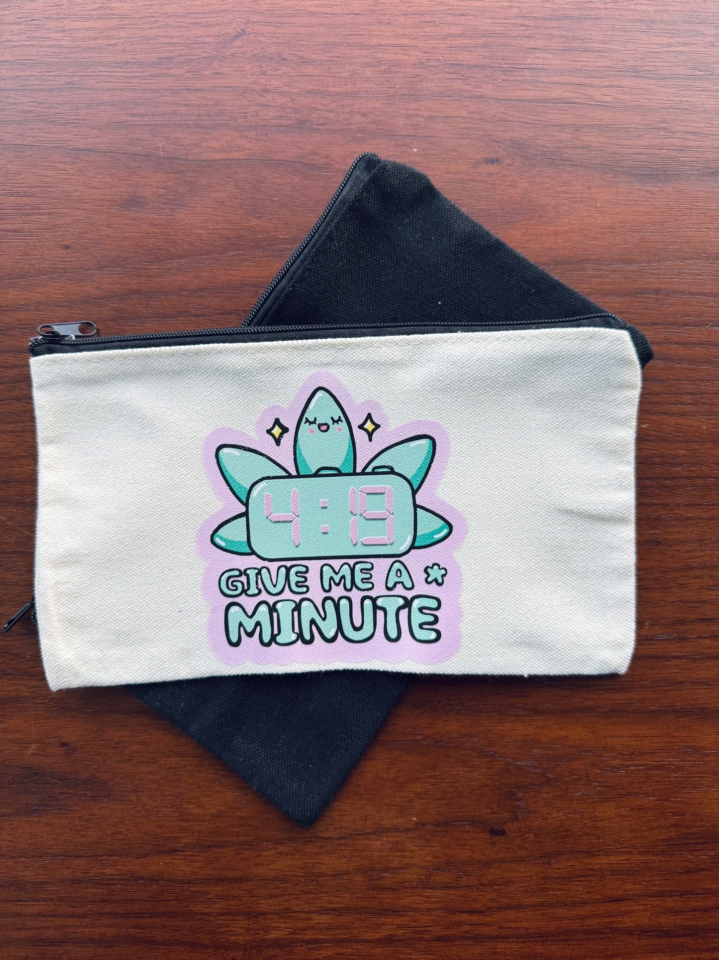 Give Me A Minute Canvas Cosmetic/Pencil Case