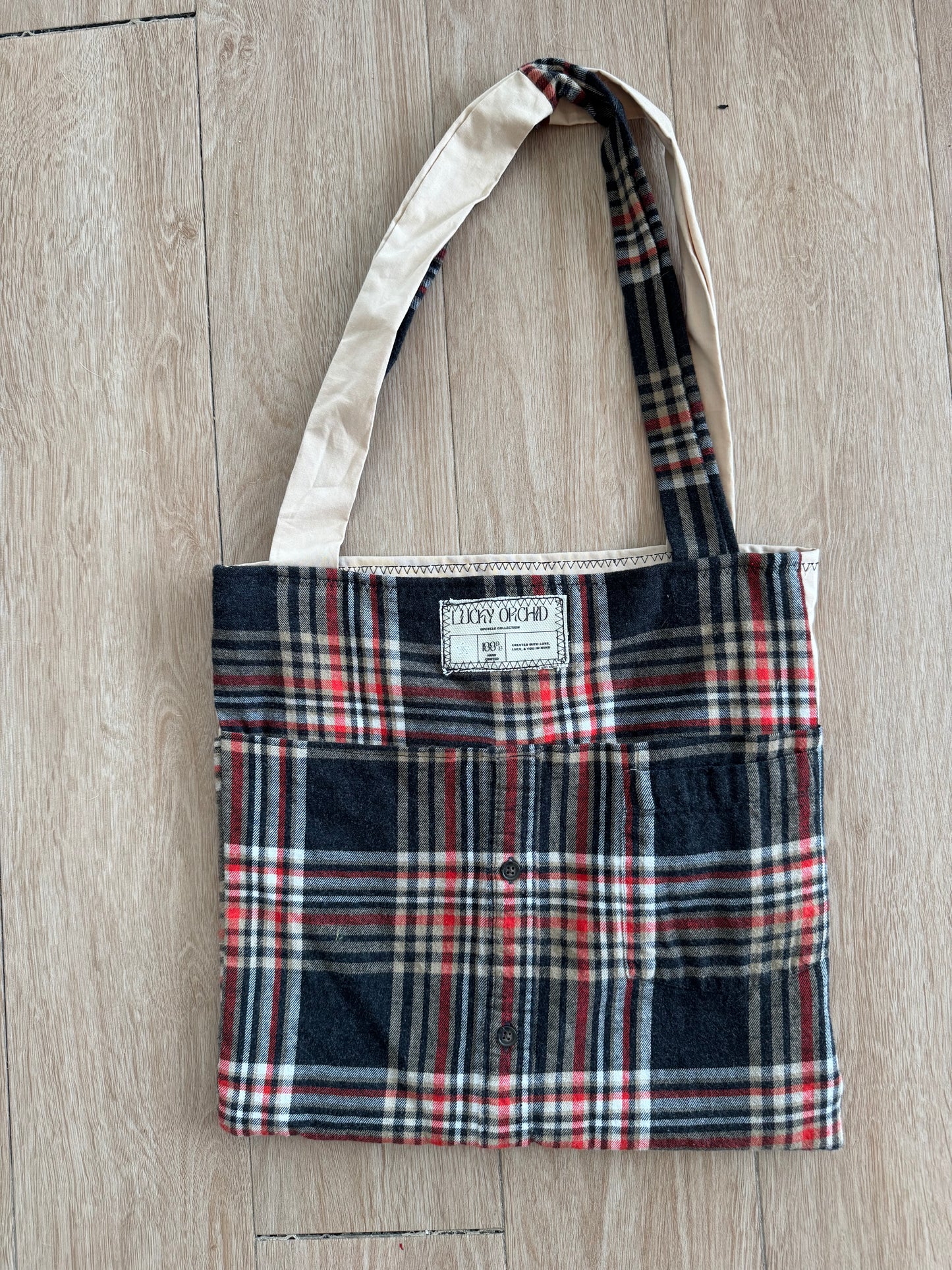 ‘The Ellie’ - Upcycled Flannel Tote Bag