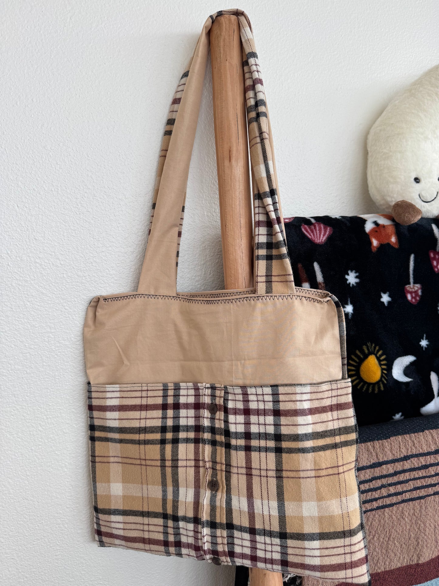 ‘The Sera’ - Upcycled Flannel Tote Bag