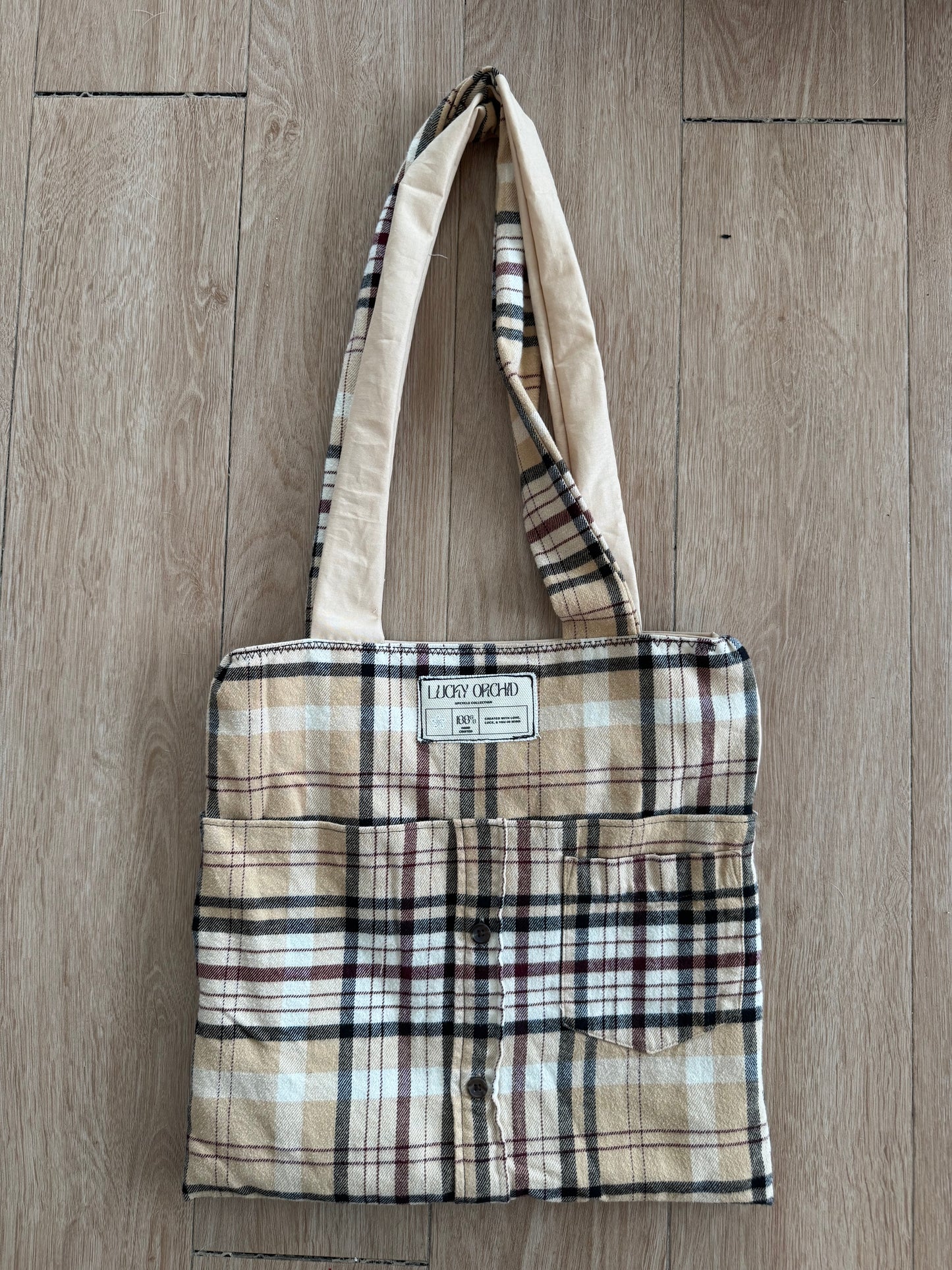 ‘The Sera’ - Upcycled Flannel Tote Bag