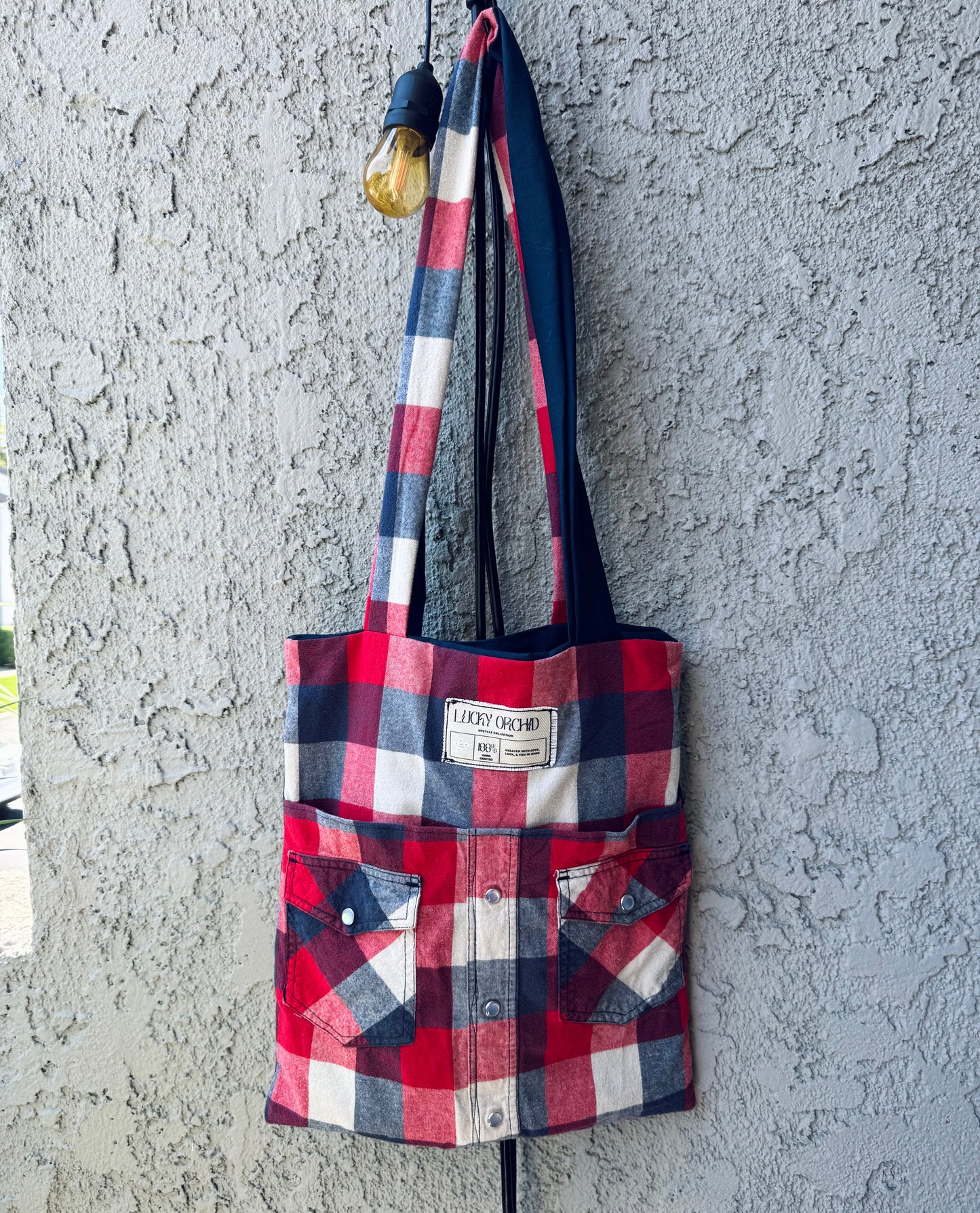 ‘The Parker’ - Upcycled Flannel Tote Bag