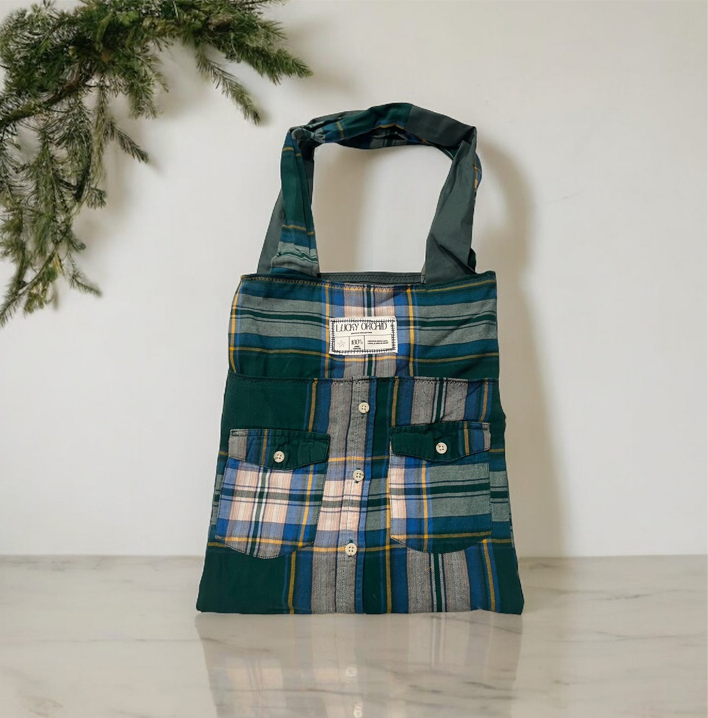 ‘The Genene’ - Upcycled Flannel Tote Bag