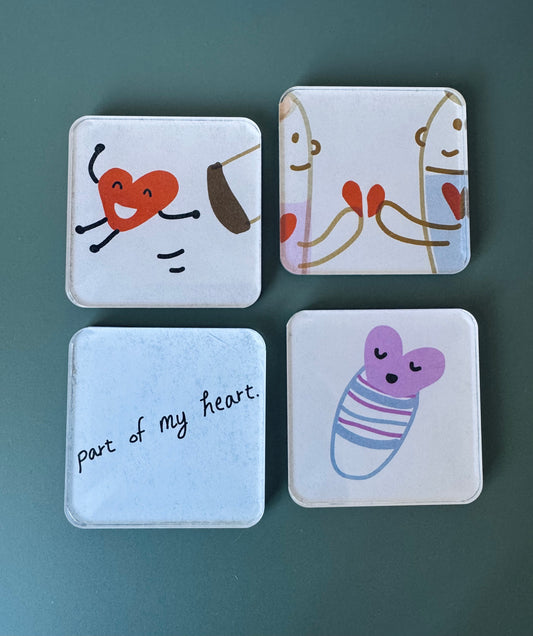 Upcycled ‘Part of My Heart’ Book Art Magnets