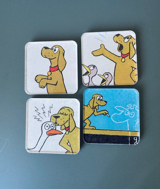 Upcycled ‘I’ll Teach My Dog 100 Words’ Book Art Magnets