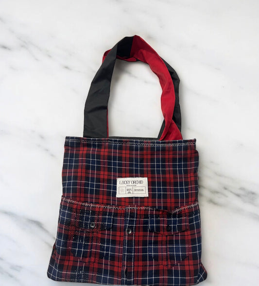 ‘The Betty’- Upcycled Flannel Tote Bag