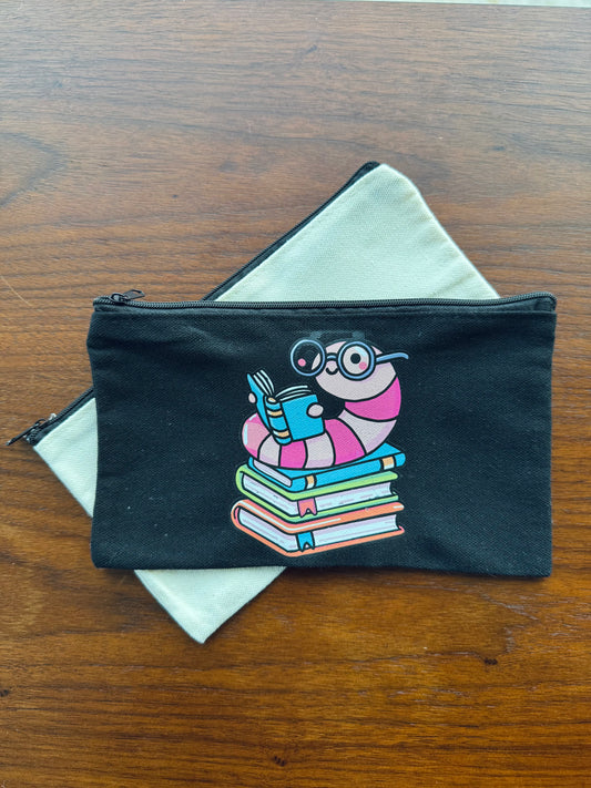 Bookworm Canvas Cosmetic/Pencil Case