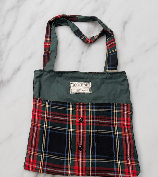 ‘The Katie’- Upcycled Flannel Tote Bag