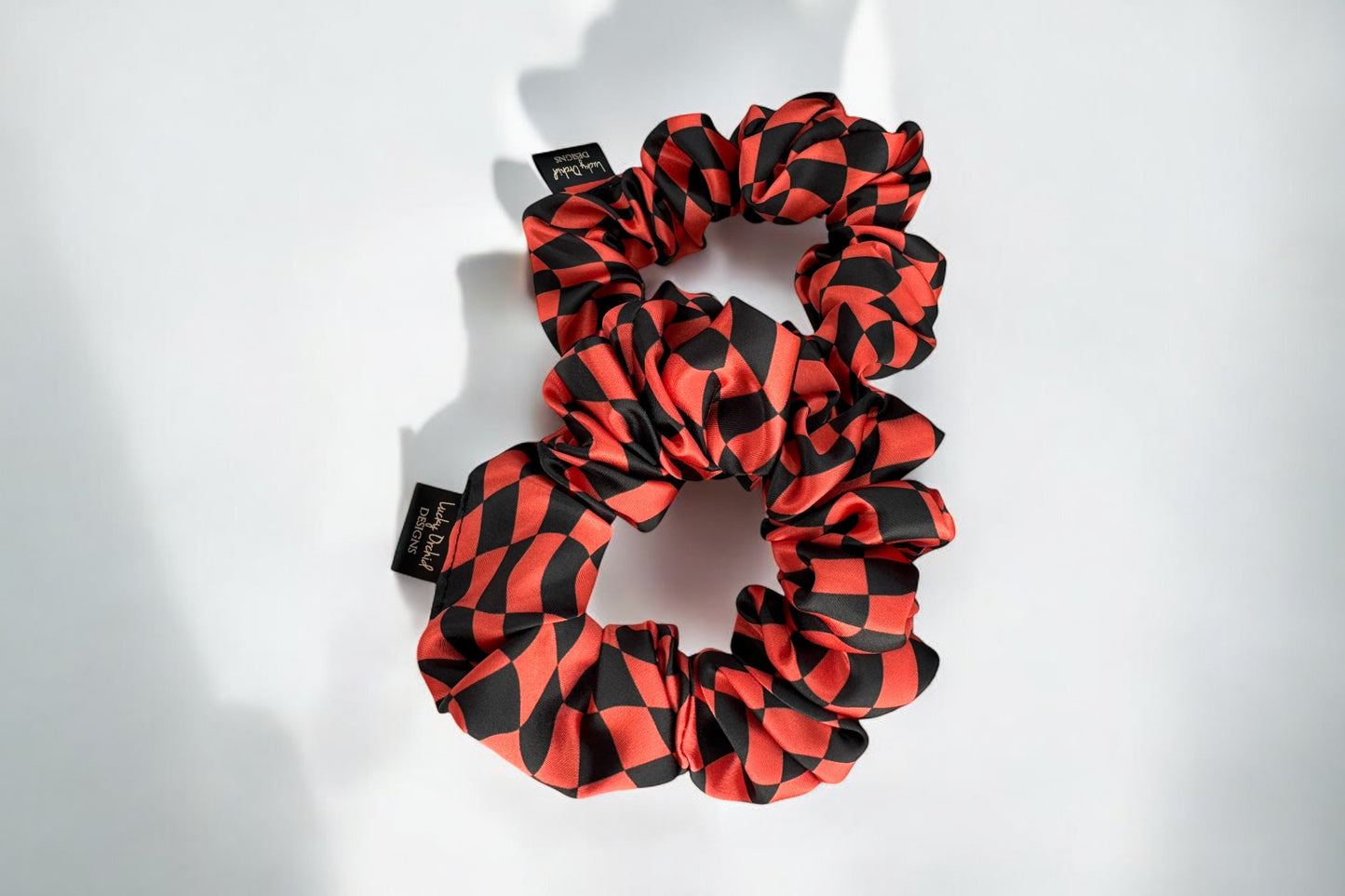 Halloween Checkered Satin Scrunchie