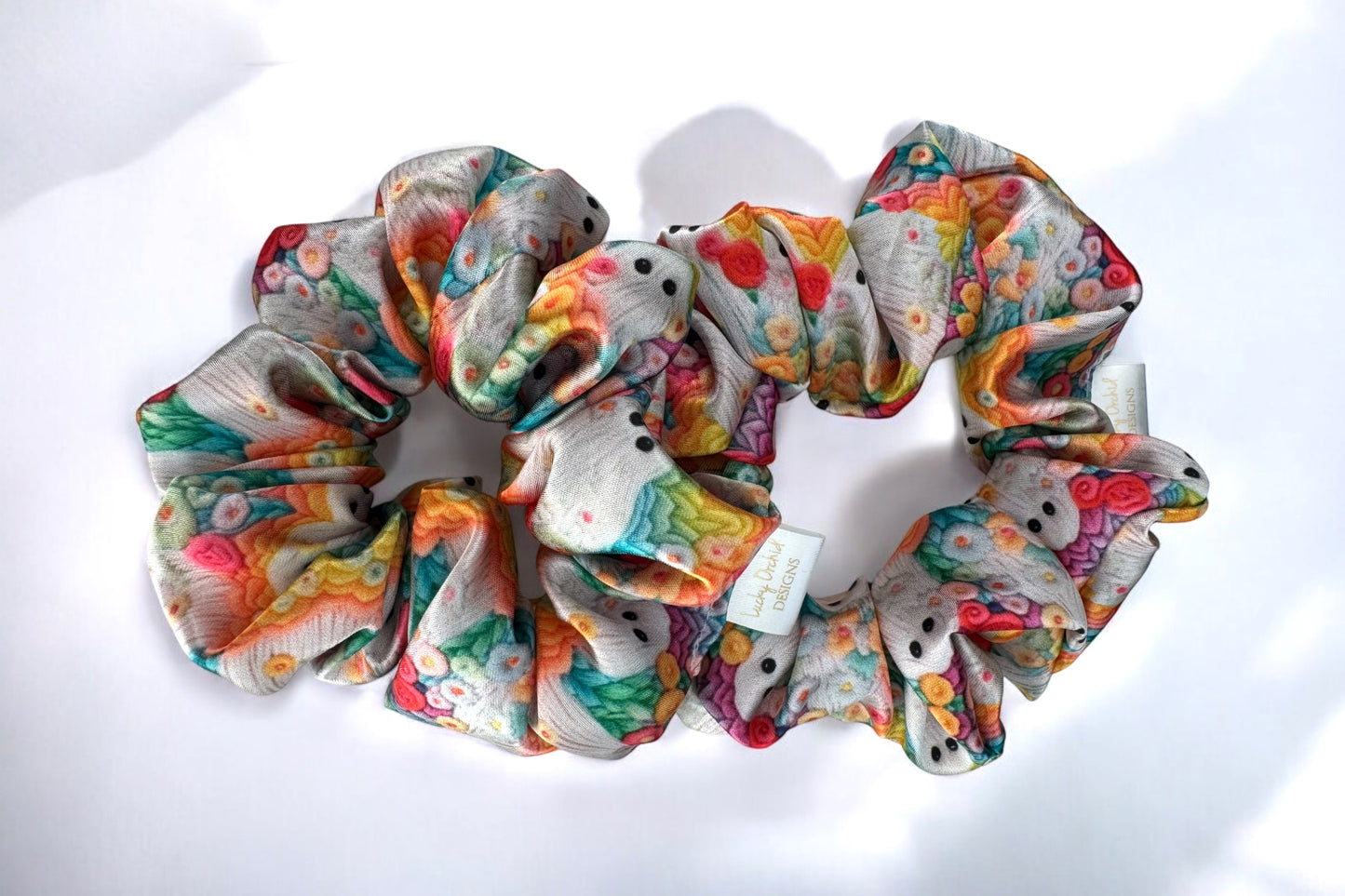 Floral Ghost Satin Scrunchie