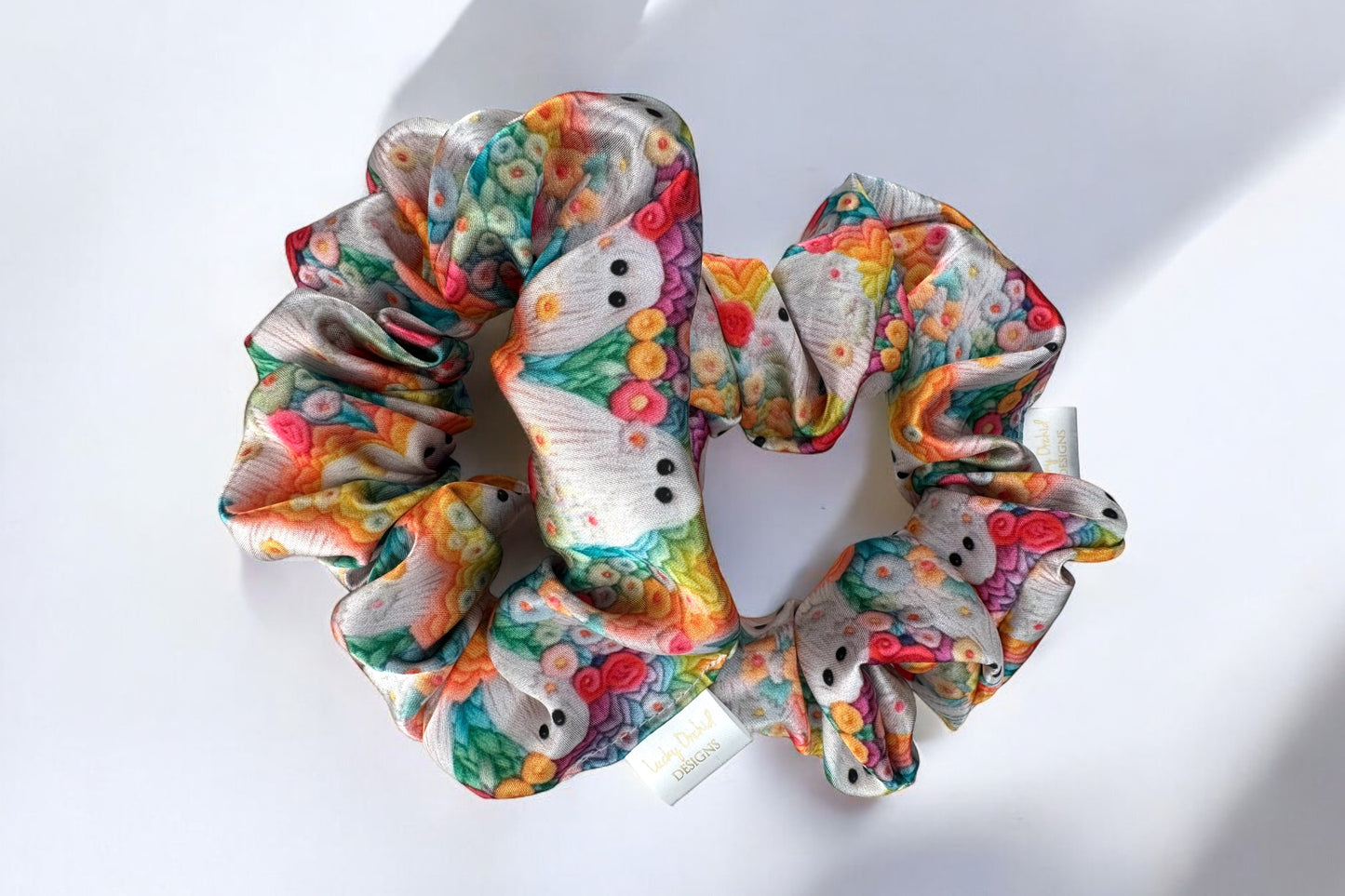 Floral Ghost Satin Scrunchie