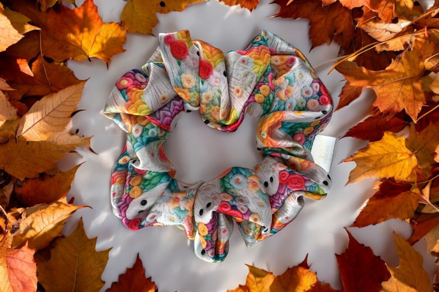 Floral Ghost Satin Scrunchie