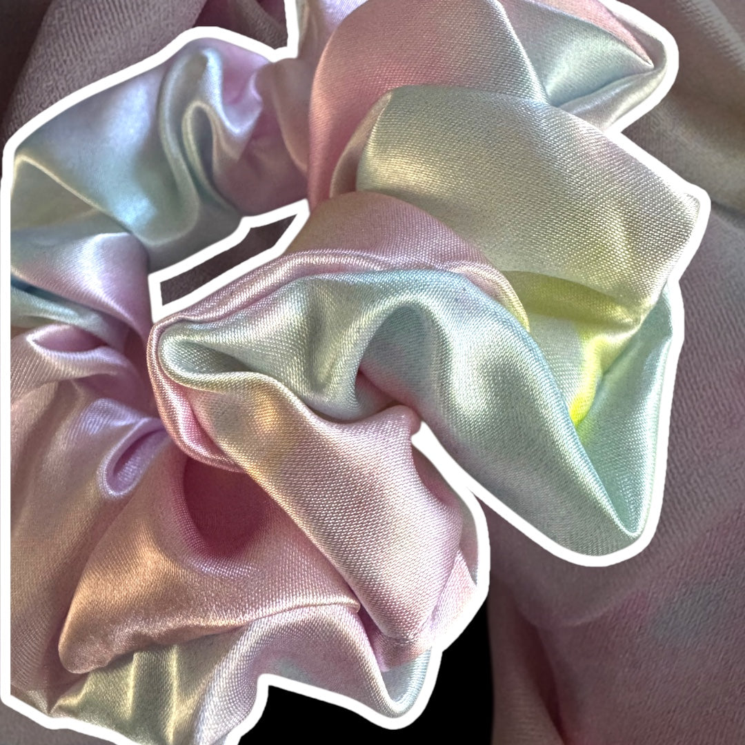 Dreamy Pastel Cloud Handmade Satin Scrunchie