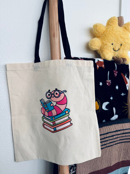 Bookworm Canvas Tote Bag