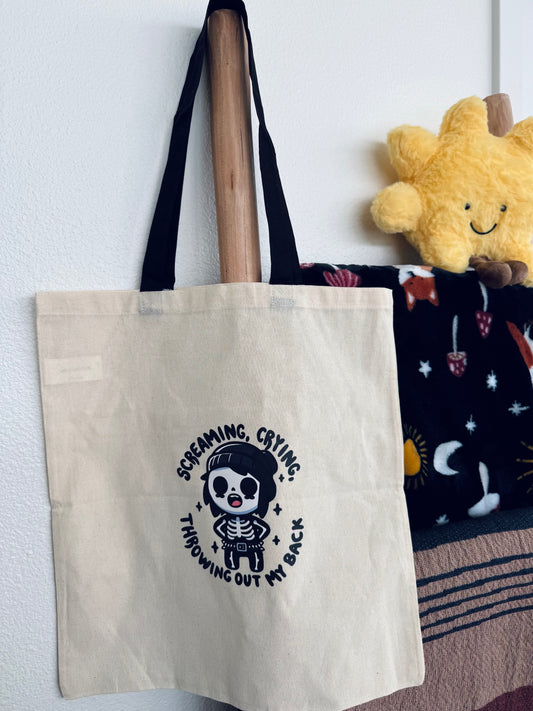 Screaming, Crying, Throwing my Back Out Canvas Tote Bag
