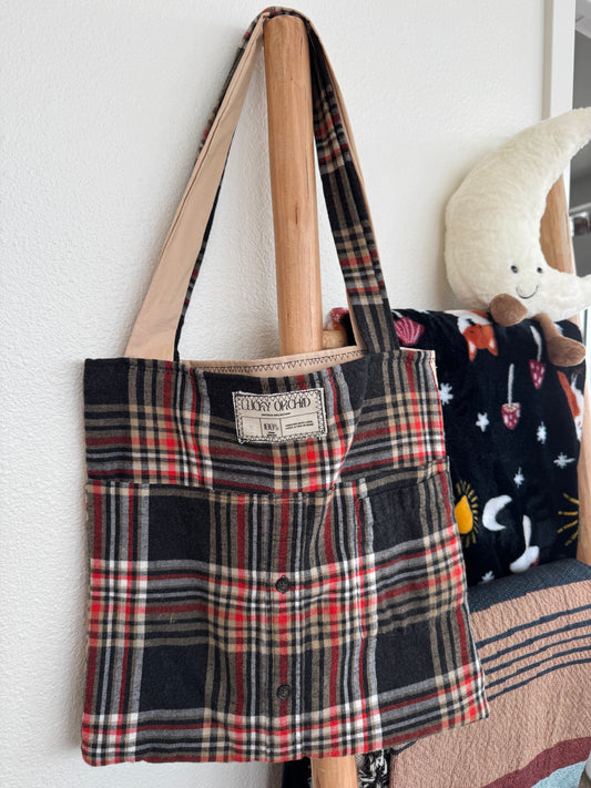 ‘The Ellie’ - Upcycled Flannel Tote Bag