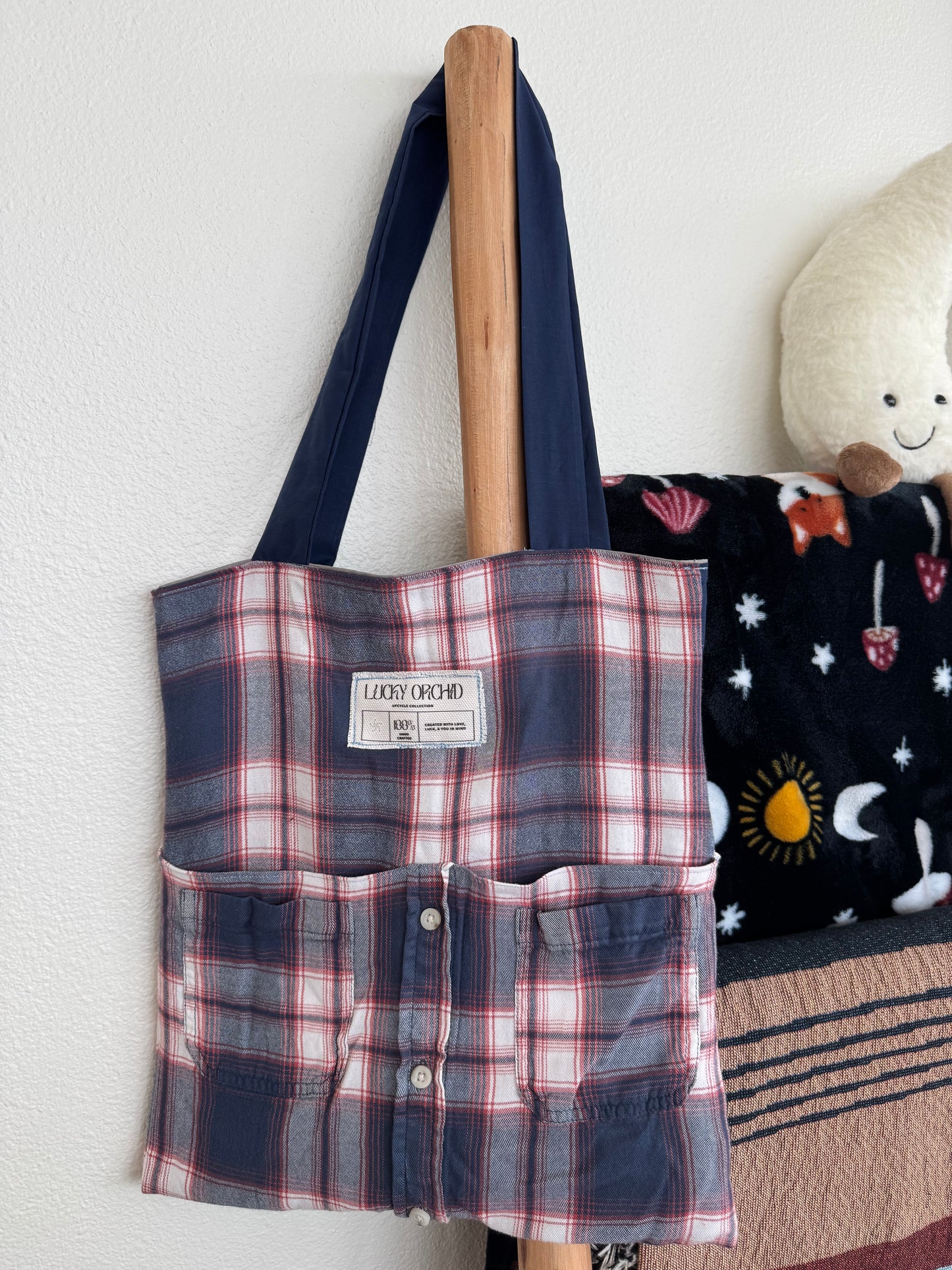 ‘The Gabrielle’ - Upcycled Flannel Tote Bag