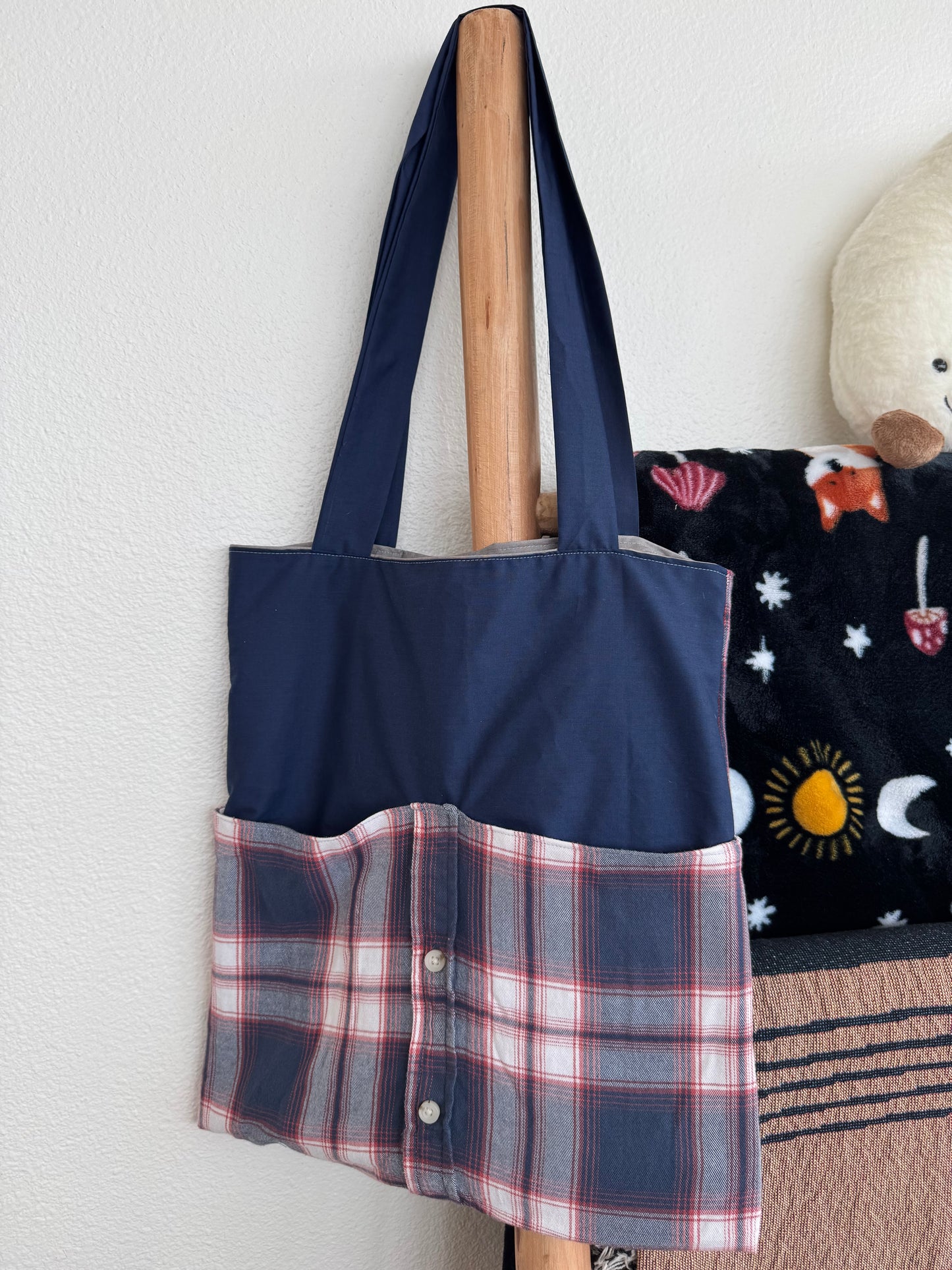 ‘The Gabrielle’ - Upcycled Flannel Tote Bag
