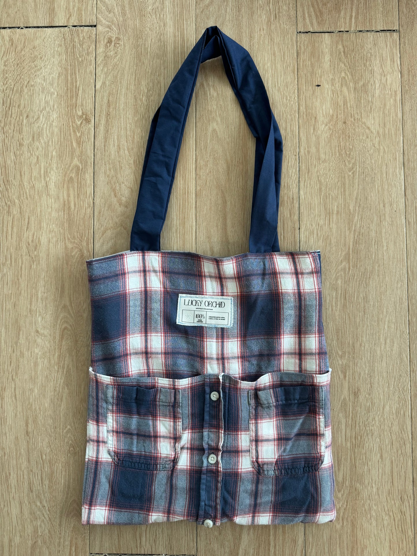 ‘The Gabrielle’ - Upcycled Flannel Tote Bag