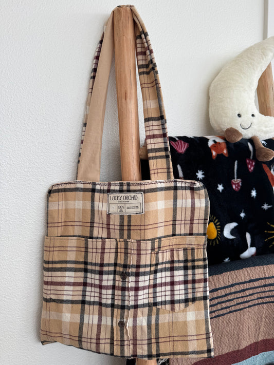 ‘The Sera’ - Upcycled Flannel Tote Bag