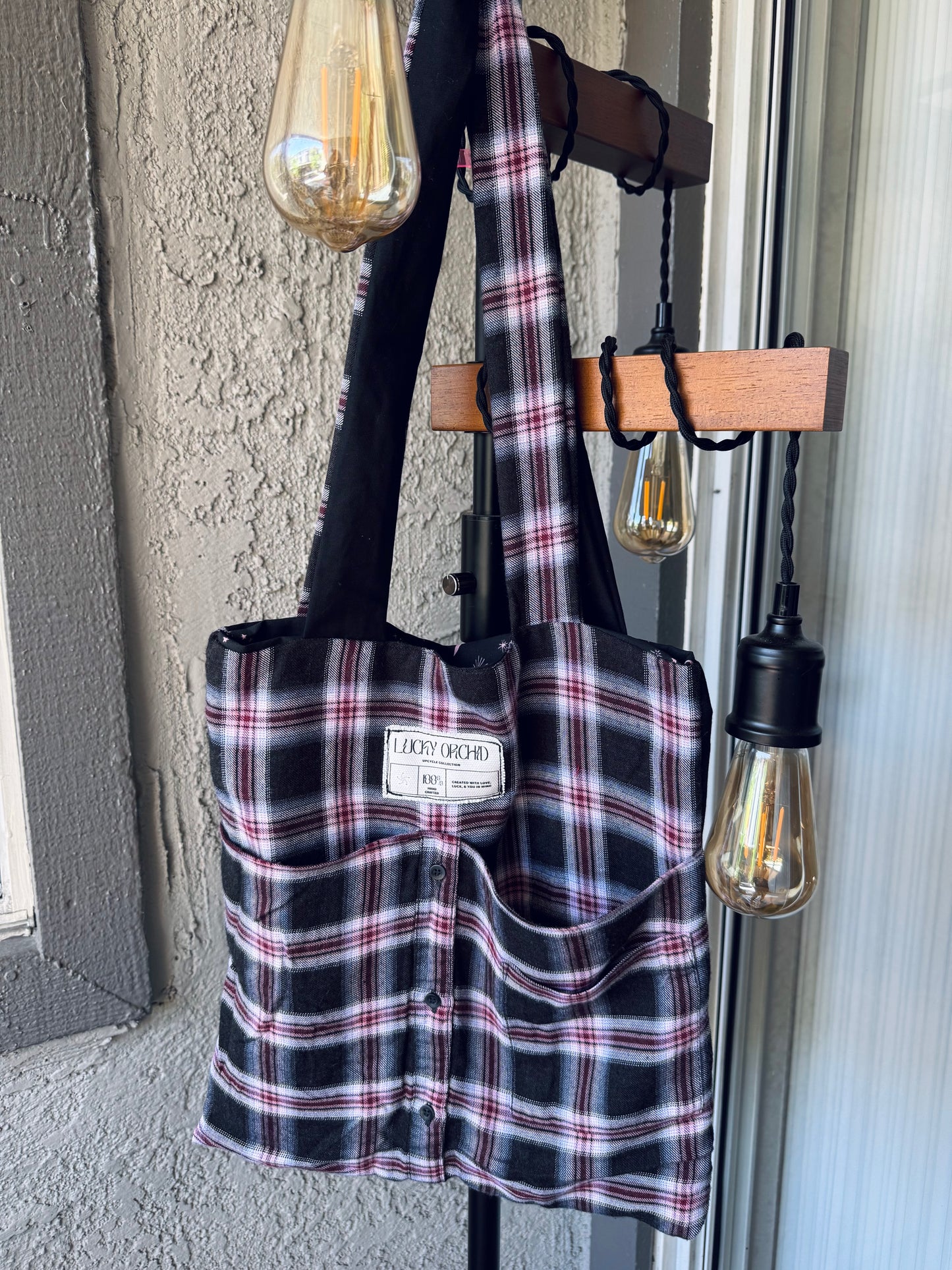 ‘The Alyssa’ - Upcycled Flannel Tote Bag