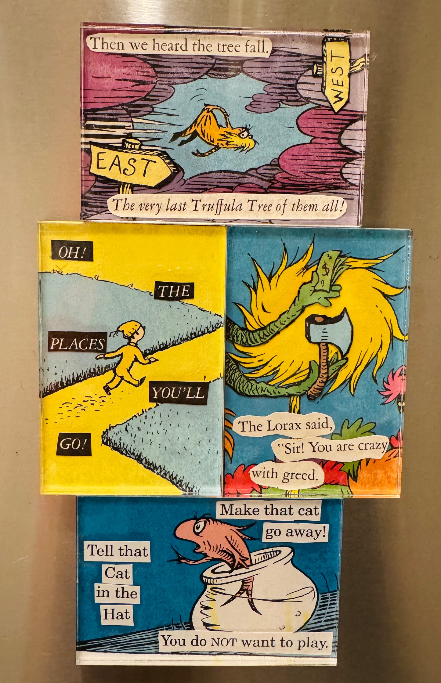 Upcycled One Of A Kind Collage Magnets